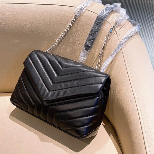 2021 luxe sac à main sac à bandoulière marque LOULOU designer en forme de Y couture dames en cuir chaîne en métal de haute qualité à clapet messager boîte cadeau wh