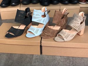 2021 Luxe Hoge Hakken Slides Sandalen Suède Halfhoge Hak Designer Sexy Met Kristallen Metalen Gesp Zomer Strand Trouwschoenen Maat 35-43 NO40