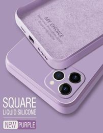 2021 Luxe originele vierkante vloeibare siliconen telefoonhoesjes voor iPhone 12 11 Pro Max Mini XS X XR 7 8 Plus SE 2 Dunne Soft Cover Candy 7135140