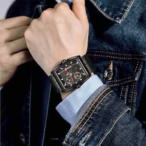 2021 Luxe relogio masculino lederen band casual mode heren horloges tourbillon horloge heren polshorloge reloj hombre253n