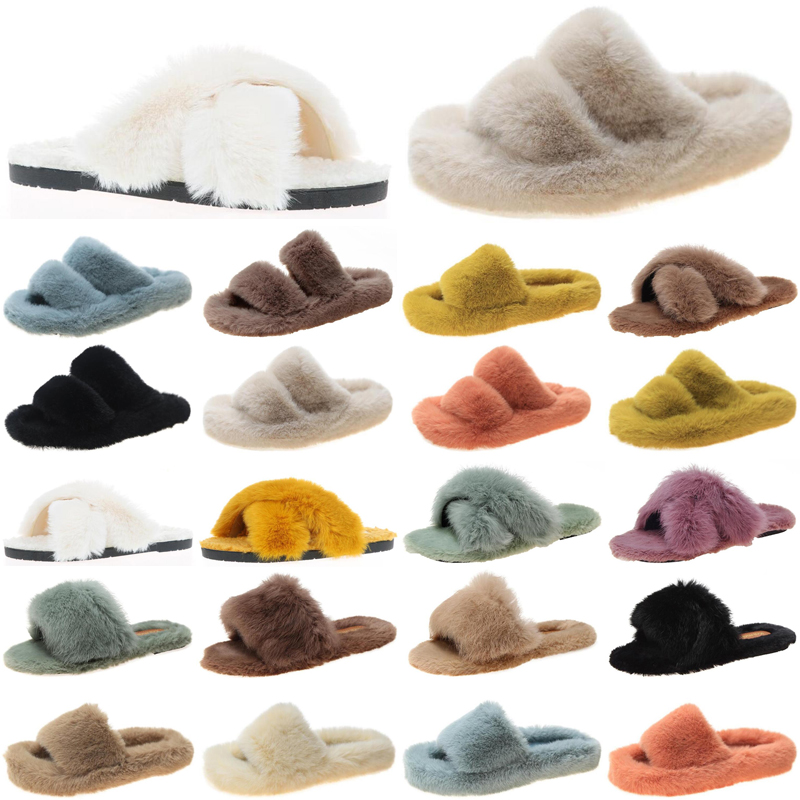 2021 Luxe Vrouwen Slides Slippers Schoenen Dames Comfortabele Loafer Zwart Geel Slide Slipper Platte Slippers Maat 35-40 Color18