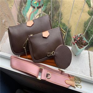 2021 Luxury's dames tas multi color banden crossbody damesbag 3 stuks set favoriete schoudertassen rond messenger damesbags301r