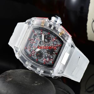 Montre à Quartz pour hommes, cadran Transparent, couleur, bracelet en caoutchouc, petit pointeur, montre de travail, 244H, 2021