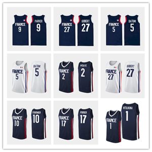 Hombre 2021 Juegos Olímpicos de Tokio Francia Baloncesto Jersey 27 Rudy Gobert 5 Nicolas Batum 7 Guerschon Yabusele 1 Frank Ntilikina 10 Evan Fournier 2 Amath M'Baye S-XXXL