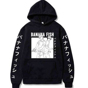 2021 Manga Banana Fish Unisex Sudadera con capucha Anime Ash Lynx impreso Hip Hop Streetwear Casual sudadera Homme H1227