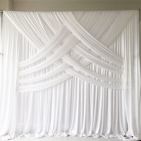 Cortinas cruzadas blancas, telón de fondo de boda, 3m de alto x 3m de ancho, 3m de alto x 3m de ancho, novedad de marzo de 2021