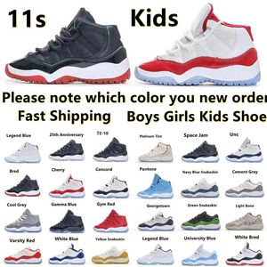 11 11s Atletische outdoor basketbalschoenen voor kinderen Cherry Sneakers Cool Grey Cherry Concord Space Jam Metallic Silver Bred Legend Blue 72-10 Kinderen Jongens Meisjes Kinderschoen