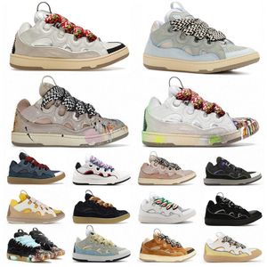 luxe designer Outdoorschoenen Leer Curb Sneaker Dept Blauw Grijs Heren Sneakers Beige Geel Zwart Paars Lichtblauw Gum Roze Wit Ivoor Bruin Dames Sportschoenen