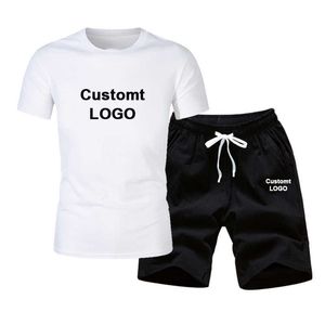 2021 Hommes Casual Set Mode Custom Sweat Suit Solide Couleur T-shirt à manches courtes Shorts Ensembles Mâle Survêtement Été 2 PCS Costume X0909