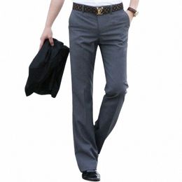 2021 Hommes Flared Boot Cut Pantalon Fi Casual Style britannique Bureau confortable Kahki Noir Slim Costume Formel Bas Pantalon u7yK #