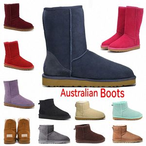 Vrouwen Australië Australian Boots Winter Snow Furry Fluff Yeah Satin Boot Navy Ankle Booties Bont Leather Outdoors Sneakers