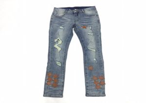 2021 Men Jeans Pantalons Long Ripped Hole Patch Little Bear Brown pentagram broderie Sket Skinny Designers Mens Clothing3335182