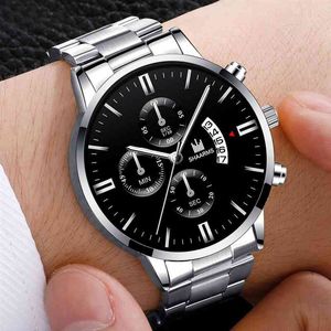2021 Mannen Luxe Business Military Quartz Horloge Gouden Rvs Band Mannen Horloges Datum Kalender Mannelijke Klok Relogio Direct