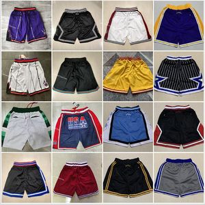 2021 Équipe de basket-ball pour hommes Throwback Shorts cousus Pantalons avec taille élastique en taille S- 2XL Mode Sport Style Shorts Mix Order