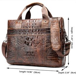 Porte-documents à motif Crocodile pour hommes, porte-documents en cuir de vache, sac à bandoulière, sacs de bureau commerciaux pour hommes, 2021, 5252x