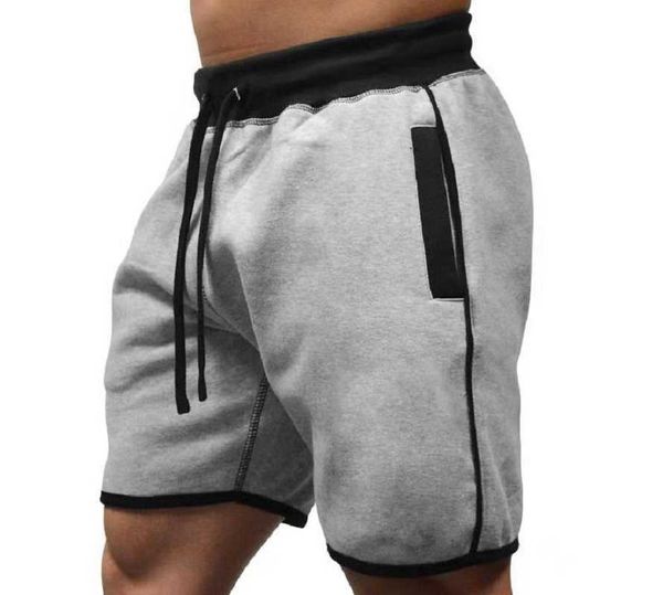 2021 Hommes Casual Sports Shorts Couleur Correspondance Fermeture à glissière Design Slim Fit Gym Pants Hommes X0705