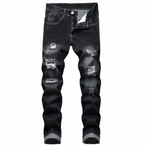 2021 Mannen Gescheurde Jeans Lente Herfst Designer Slim Fit Zwart Grijs Denim Broek Mannelijke Jeans Distred Vernietigd Broek i13r #