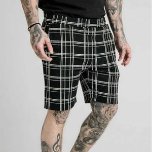 2021 Heren Gestreepte Sports Shorts Zomer Chinese Stijl Fitness Running Sport Plaid Leisure Cotton Rechte Shorts X0705