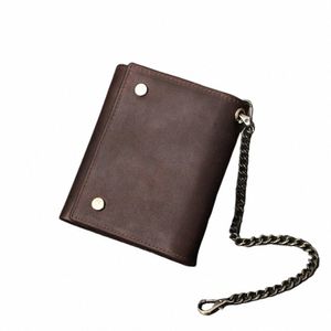 2021 Carteras para hombres Cartera de cuero genuino Titular de la tarjeta corta Cadena Monedero Cartera Cartera de marca de alta calidad Nombre personalizado U0L1 #