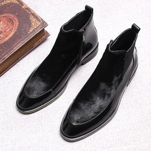 2021 Men Winter Boots Dress Shoes Non-Slip Heel Echt lederen mode herenschoenen Casual kantoor nieuwe aankomst aangepaste ritssluiting