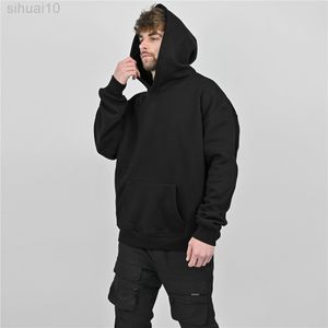 2021 MANNEN Winter Sportscholen Kap katoenfitness Bodybuilding Sweatshirt Jacket High Kangaroo Tassen Kwaliteitsmerk Hoodie Kleding L220730