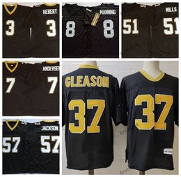 Vintage 37 Steve Gleason Archie Manning # 8 Maillots de football 3 Bobby Hebert 7 Morten Andersen 51 Sam Mills 57 Rickey Jackson Maillot cousu pour homme M-XXXL