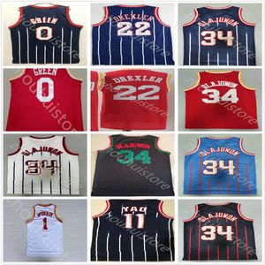 2021 Hombres 75 ° Baloncesto de la ciudad Jalen 0 Jerseys Verdes Retro Hokeem 34 Olajuwon 13 Harden Tracy Steve McGrady Francis Yao Clyde Ming Dr