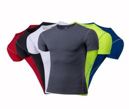 Vêtements de gymnastique pour hommes, couches de Base de Compression sous les hauts, t-shirt de course, haut court, vêtements de sport, Fitness, 3423633, 2021