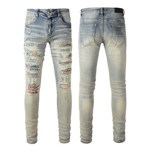 2021 Jeans pour hommes Distressed Moto biker jean Rock Skinny Slim Ripped trou lettre bests Qualité Marque Hip Hop Denim Pants 21ss