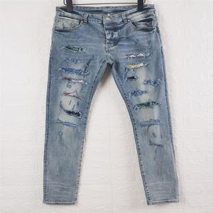 2021 pantalones vaqueros para hombre largo flaco destruir edredón rasgado agujero de corte recto moda diseñador de lujo jean hombres diseñadores ropa290Z