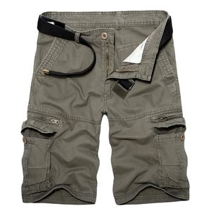 2021 pantalones cortos militares de carga para hombre, pantalones cortos de algodón verde militar de verano para hombre, pantalones cortos holgados con múltiples bolsillos, pantalones Bermuda informales para hombre X0601