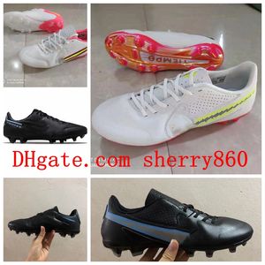 2021 chaussures de football pour hommes Tiempo Legend IX Elite FG crampons extérieurs chaussures de football en cuir blanc / noir / cramoisi brillant / rose scarpe da calcio formateurs sol ferme