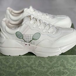 2022 MENS Dames Designer Rhyton Sneaker Leather Lederen Dad Schoenen Jacquard Fabric Multicolor Sneakers Mouth Vintage Runner Casual schoenen Topkwaliteit met doos 319