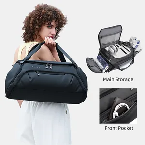 Sac à bandoulière en cuir noir grande capacité sport nylon imperméable vélo sac à main cartable sac de voyage affaires ventiler hommes sac à dos fourre-tout vacances fitness