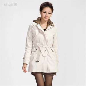 2021 veste d'hiver moyenne et longue avec doublure intérieure amovible épaissie et chaude femmes coréennes coton doublé vêtements veste femmes L220725