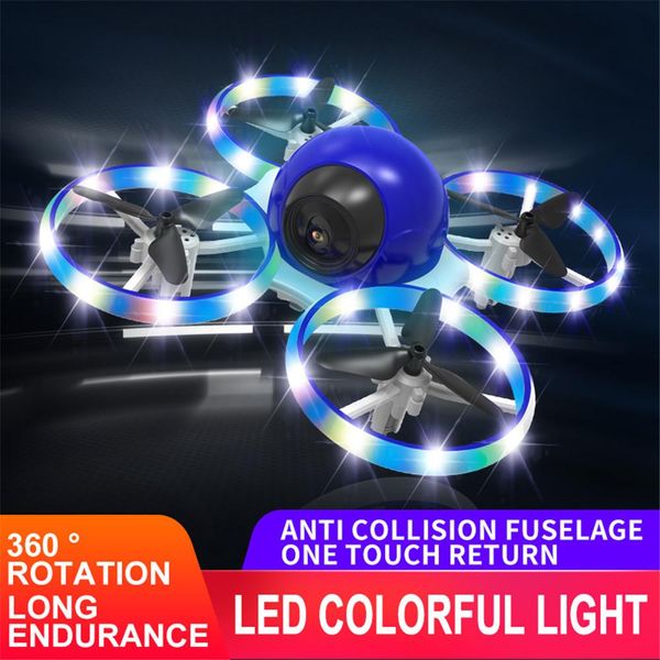 Luz Led Mini Helicóptero UFO RC 1080P Cámaras Hd UAV Drones Infrarrojos Mano Detección Aeronaves Altitud Mantener Quadcopter Flayaball Pequeños Drones Avión Juguetes Larga Distancia