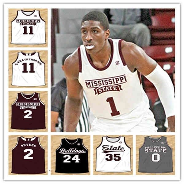 2021 Jersey de baloncesto del estado de Mississippi personalizado Reggie Perry Abdul Ado Tyson Carter Robert Woodard Nick Weatherspoon D.J. Estuardo 4