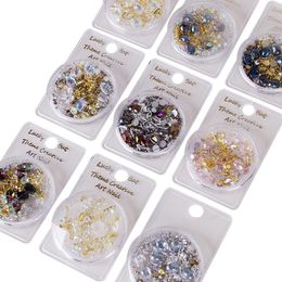 Mélange de strass 3D pour décoration des ongles, pierres précieuses en cristal, bijoux or AB, pierres brillantes, breloque en verre, accessoires de manucure, 2021