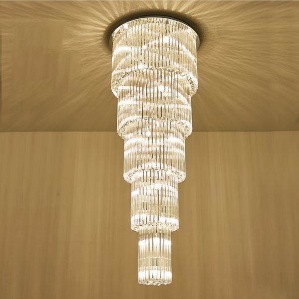 Lustre en cristal moderne multicouches, lampe, ac 110/2021 v, luminaires pour longs escaliers, projets de luxe, éclairage, 220