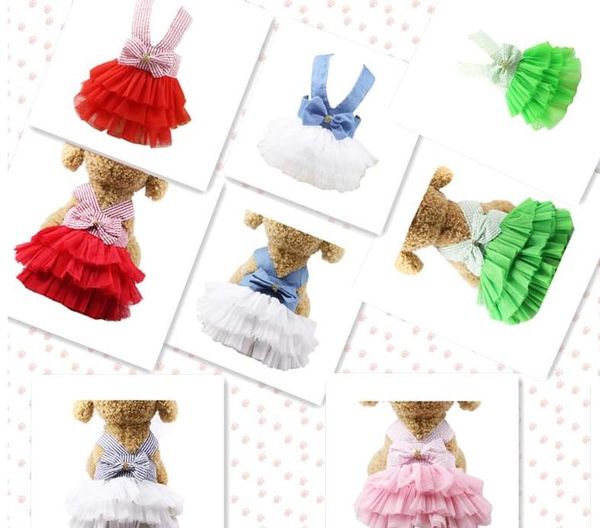 2021 Multi Modèles Coloré D'été Pet Mode Doux Mignon Sexy Chaude Princesse Paon Feuille Pet Chien Dentelle Tutu Robe D'été En Gros Gratuit