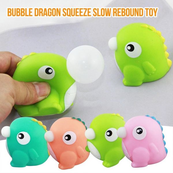 2021 jouet en caoutchouc multicolore Pop Fidget dinosaure vomi une bulle jouets pour vent balle Compression décompression poupée amusant bébé pétrissage