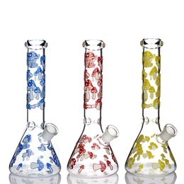 2021 Mushroom Beker Bong Hookah 5mm Dikke 10 Inch Glow in The Dark Glass Water Pipe Oil Rig Dab Big Recycler