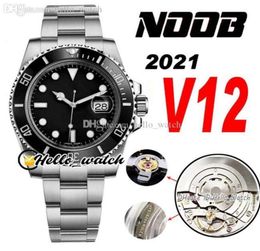 2021 N V12 116610 SA3135 Automatic Mens Watch Cerámica Negra Bisel y Dial 904L Pulsera de acero Ultimate Super Edition Correcto SH3795621