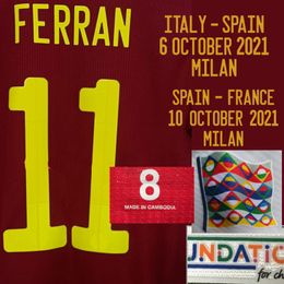 2021 Nations League Final Match Worn Playe issue Jersey Ferran maillot Sergio Gavi Alonso Avec MatchDetails Shirt American College Football