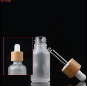 2021 bouchon en bambou naturel Flacon compte-gouttes en verre gel Aromathérapie Sérum liquide 1 oz d'huile de massage de base essentielle Pipette Rechargeablebonne qualité