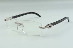 lunettes en cornes de buffle noires naturelles 3524012 monture de lunettes en diamants moyens de créateurs de luxe, taille: 36 -18-140mm