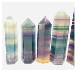 2021 Natuurlijke Kleurrijke Fluoriet Crystal Quartz Toren Quartz Point Fluoriet Crystal Obelisk Wand Healing Crystal 15 Maten