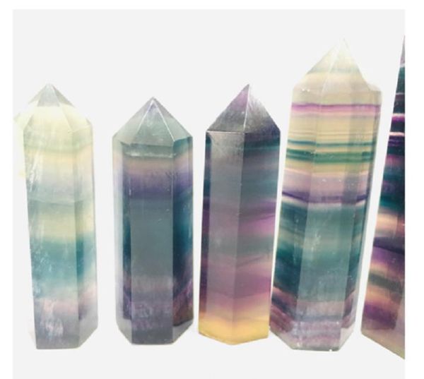 2021 naturel coloré Fluorite cristal Quartz tour Quartz Point Fluorite cristal obélisque baguette cristal de guérison 15 tailles