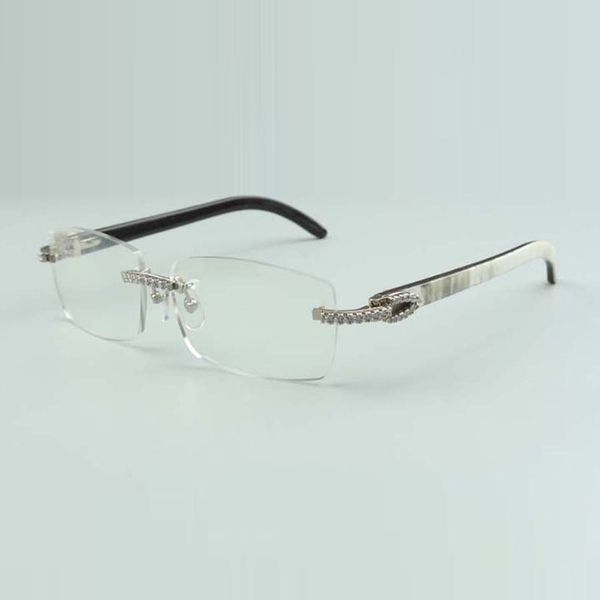Lunettes de cornes de buffle hybrides naturelles 3524012 designers de luxe lunettes de diamants moyens taille de monture 56 -18-140mm