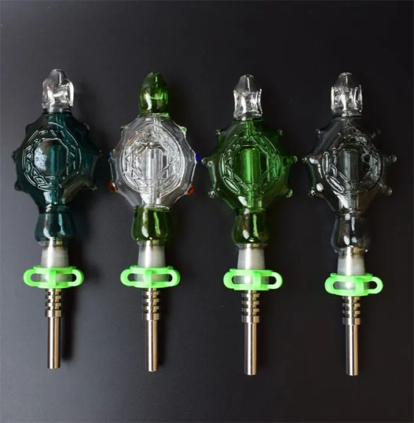 2021 NC Perc Pendentifs Kit avec clou en titane de 14 mm Pipes à fumer en verre portables Bongs en verre Plate-forme pétrolière Refroidi à l'eau et anti-déversement ZZ